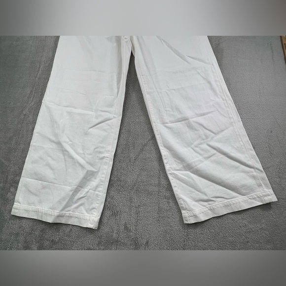 NEW Madewell 31, 12 The Harlow Wide Leg Jeans White 100% Cotton Pleated Pants - Picture 5 of 12